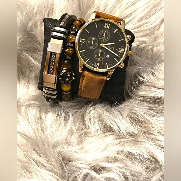 Brown Men’s Watch and Bracelet Set - Picture 4 of 10
